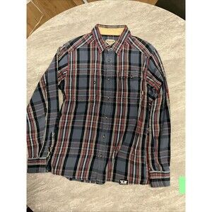 Burton Men Heavy Flannel Shirt Blue/Red Plaid  Snowboard Outdoor Durable Warm L
